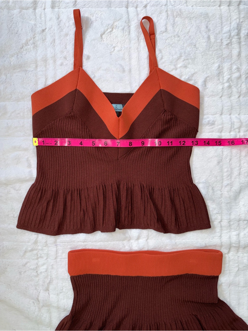 Eva Franco Ribbed Knit 2PC Skirt Set S Ruffled - Picture 8 of 10